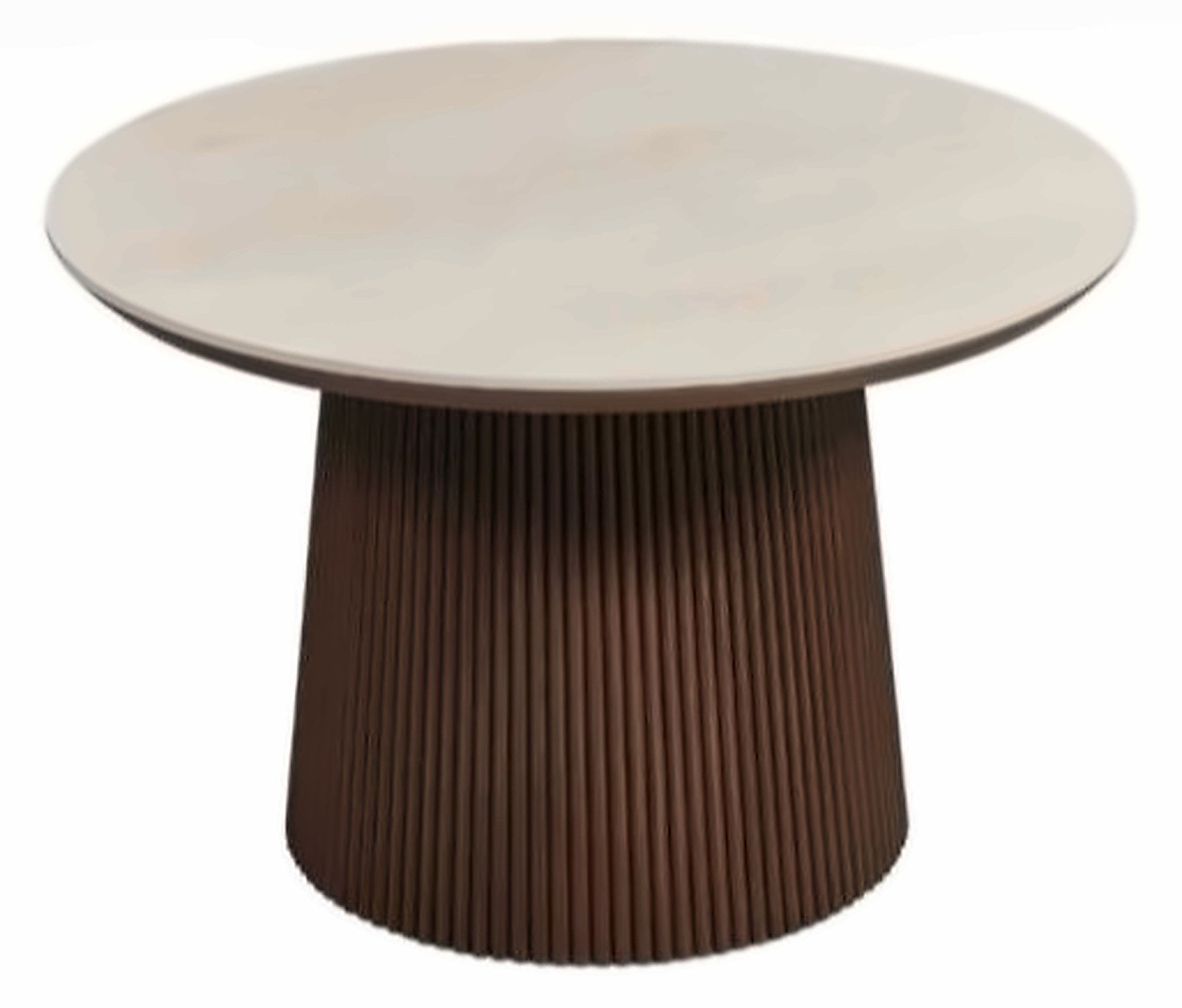 Beistelltisch Aqua Ø 65 cm, Keramik Beige, Gestell Braun – Ansicht 1
