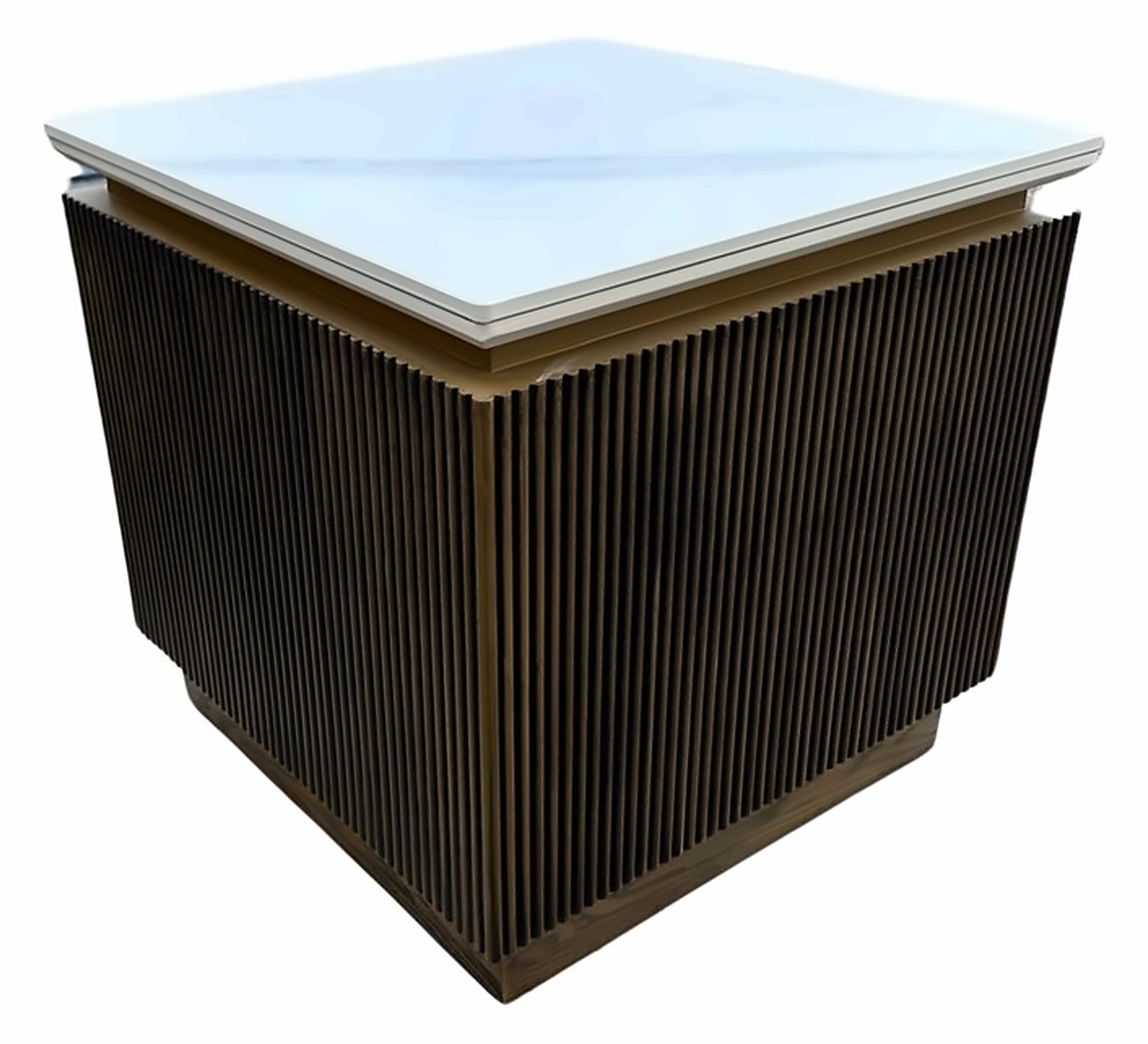 Beistelltisch Loqum 55 × 55 cm, Keramik Weiß, Gestell Schwarz – Ansicht 1