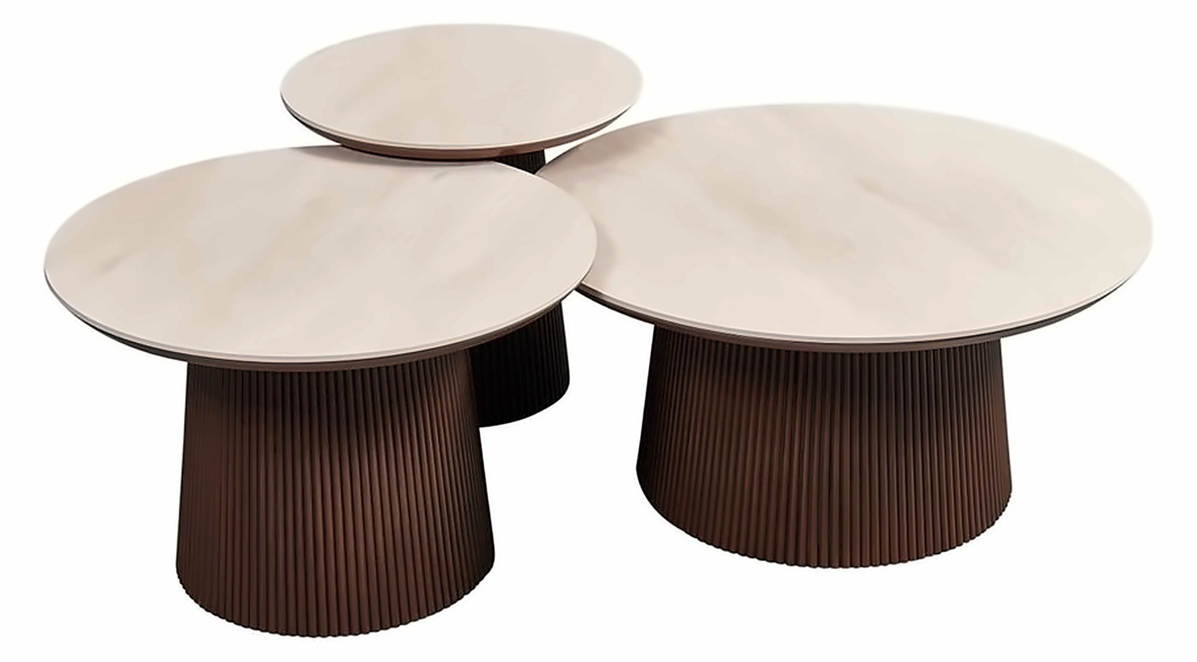Couchtisch Aqua, Keramik Beige, Gestell Braun – Ansicht 1