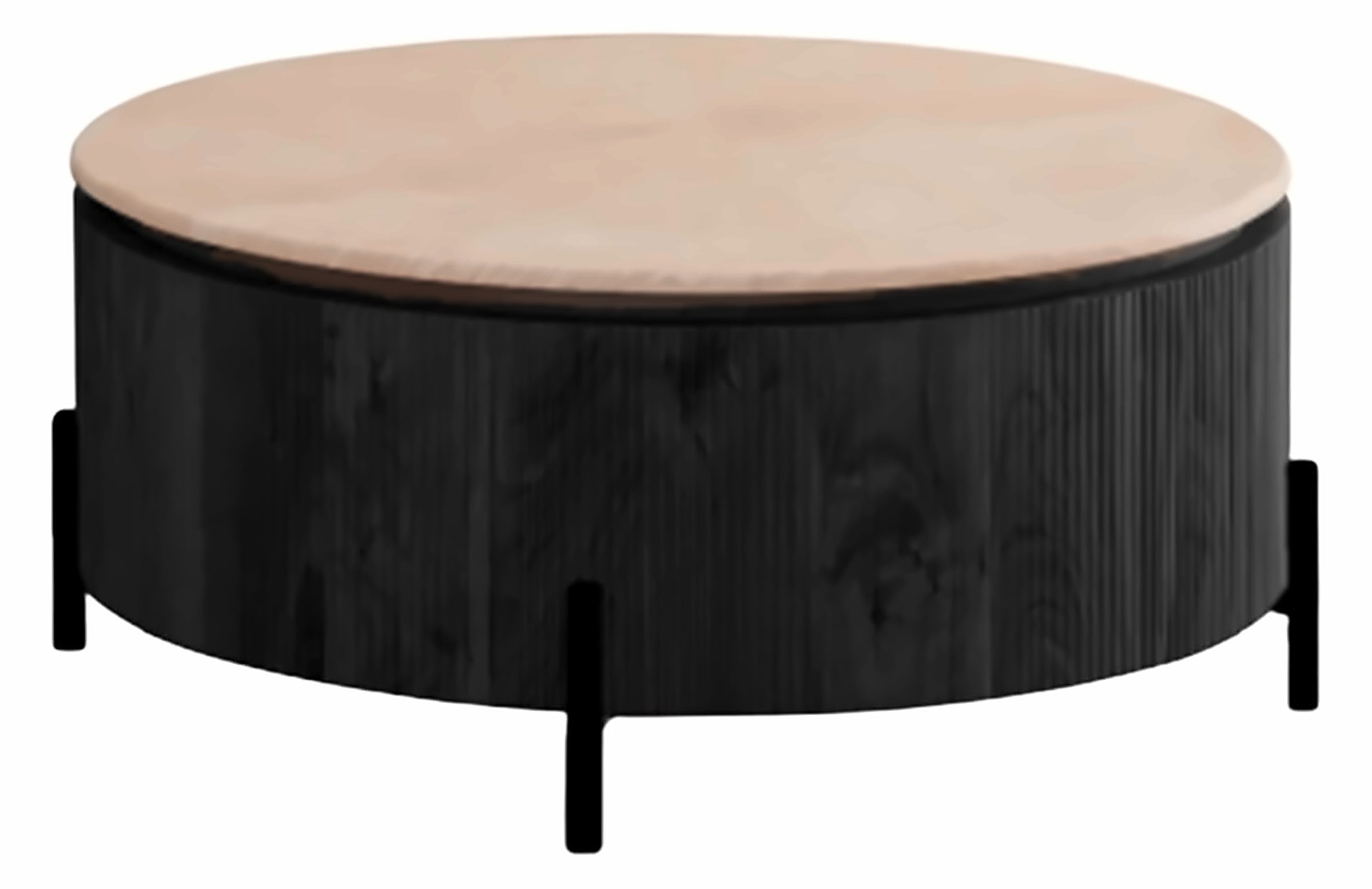 Couchtisch Foster Ø 100 cm, Marmor-Optik, Gestell Schwarz – Ansicht 1