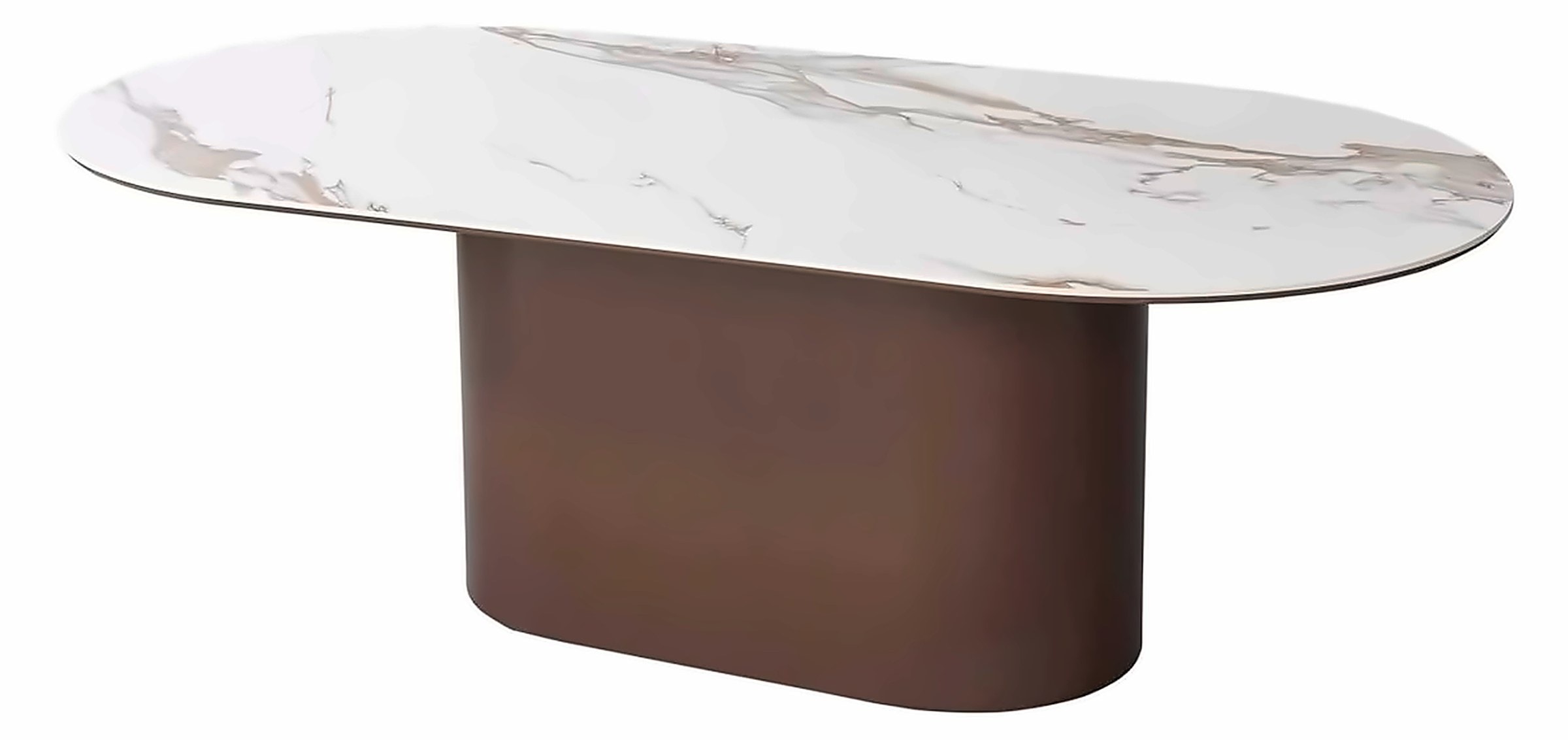 Couchtisch Isabella 130 × 70 cm, Stein Weiß/Gold, Gestell Braun – Ansicht 1