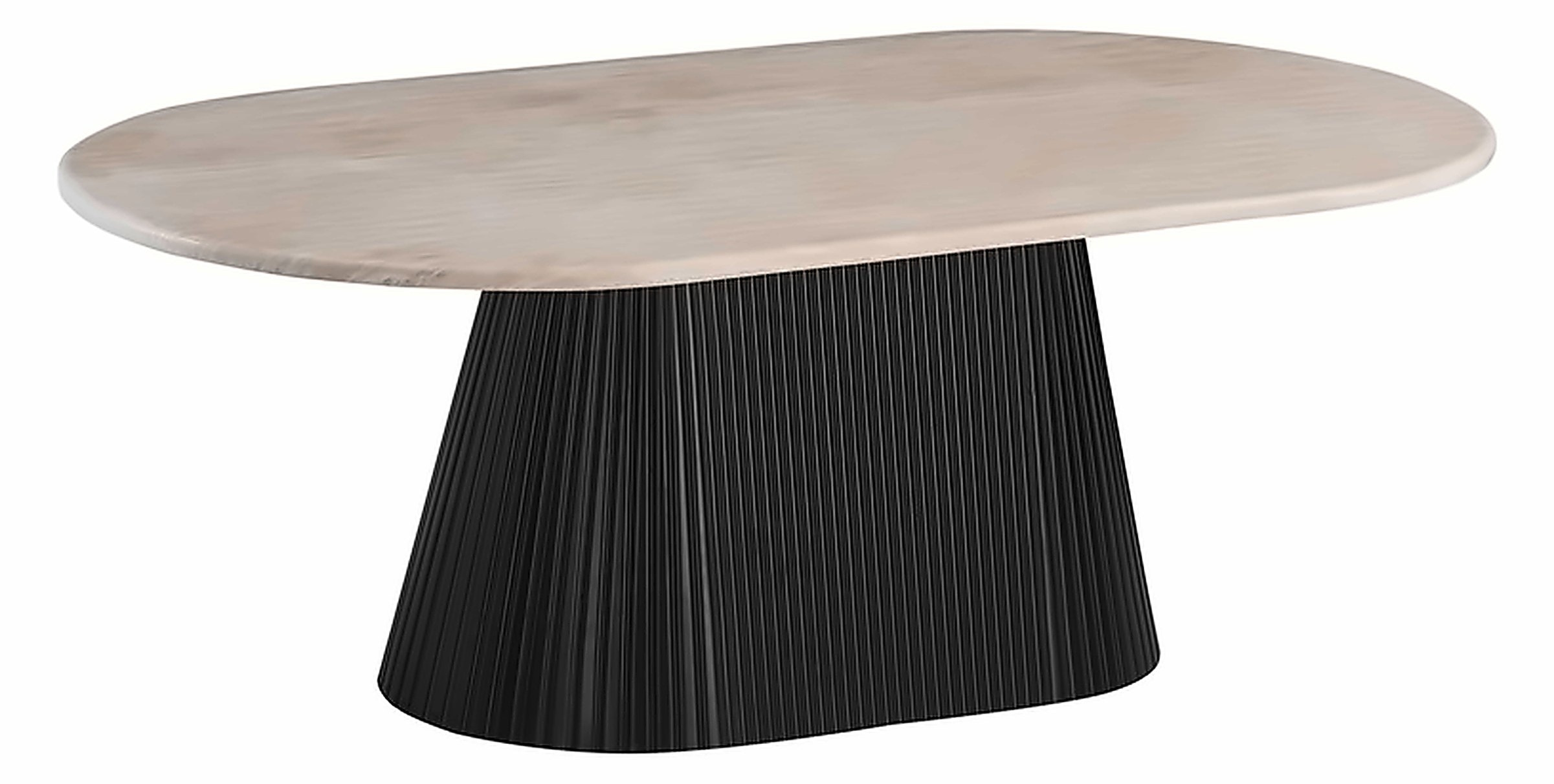 Couchtisch Kimberly oval 130 × 70 cm, Marmor-Optik, Gestell Schwarz – Ansicht 1