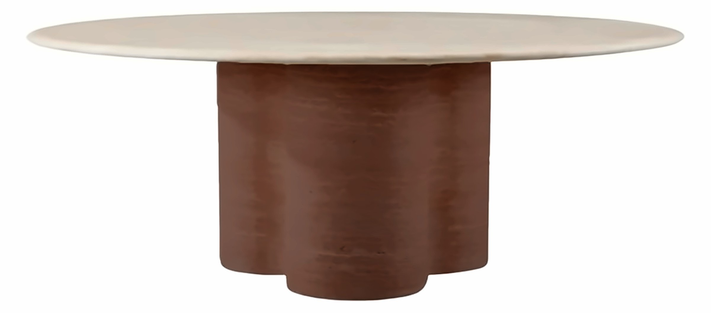 Couchtisch Oslo Ø 110 cm, Marmor-Optik, Gestell Braun – Ansicht 1