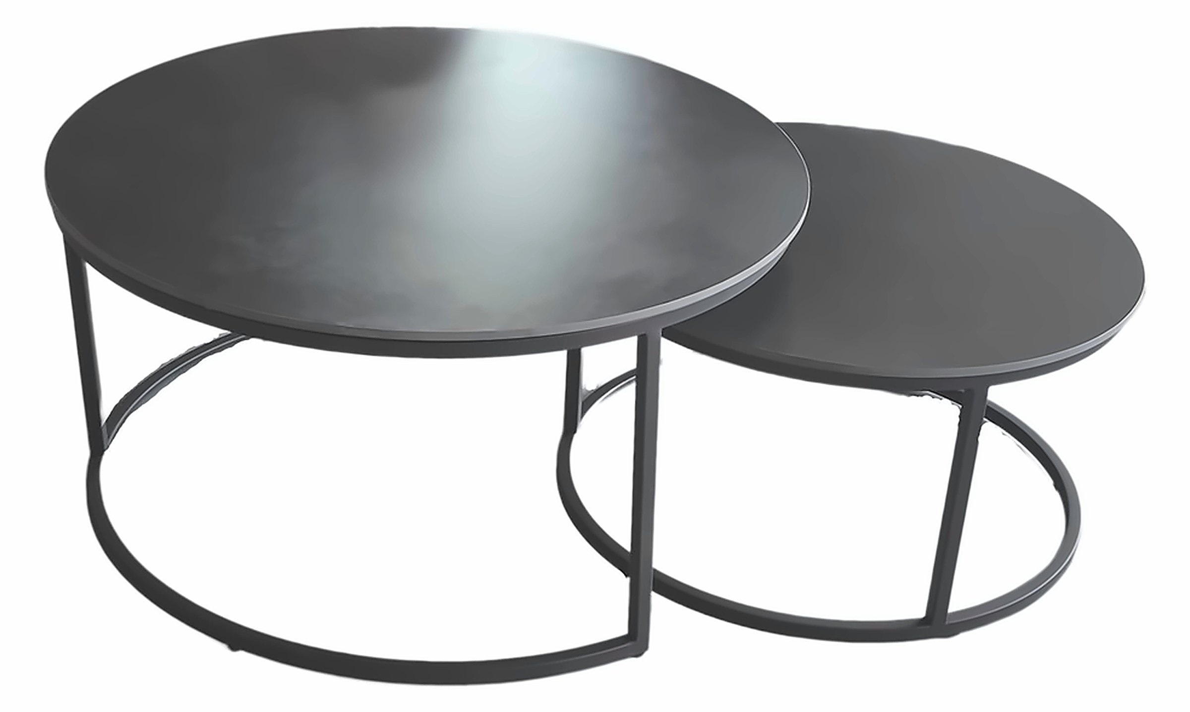 Couchtisch-Set Doblo, 2 Tische, Sinterstein Grau, Gestell Schwarz – Ansicht 1