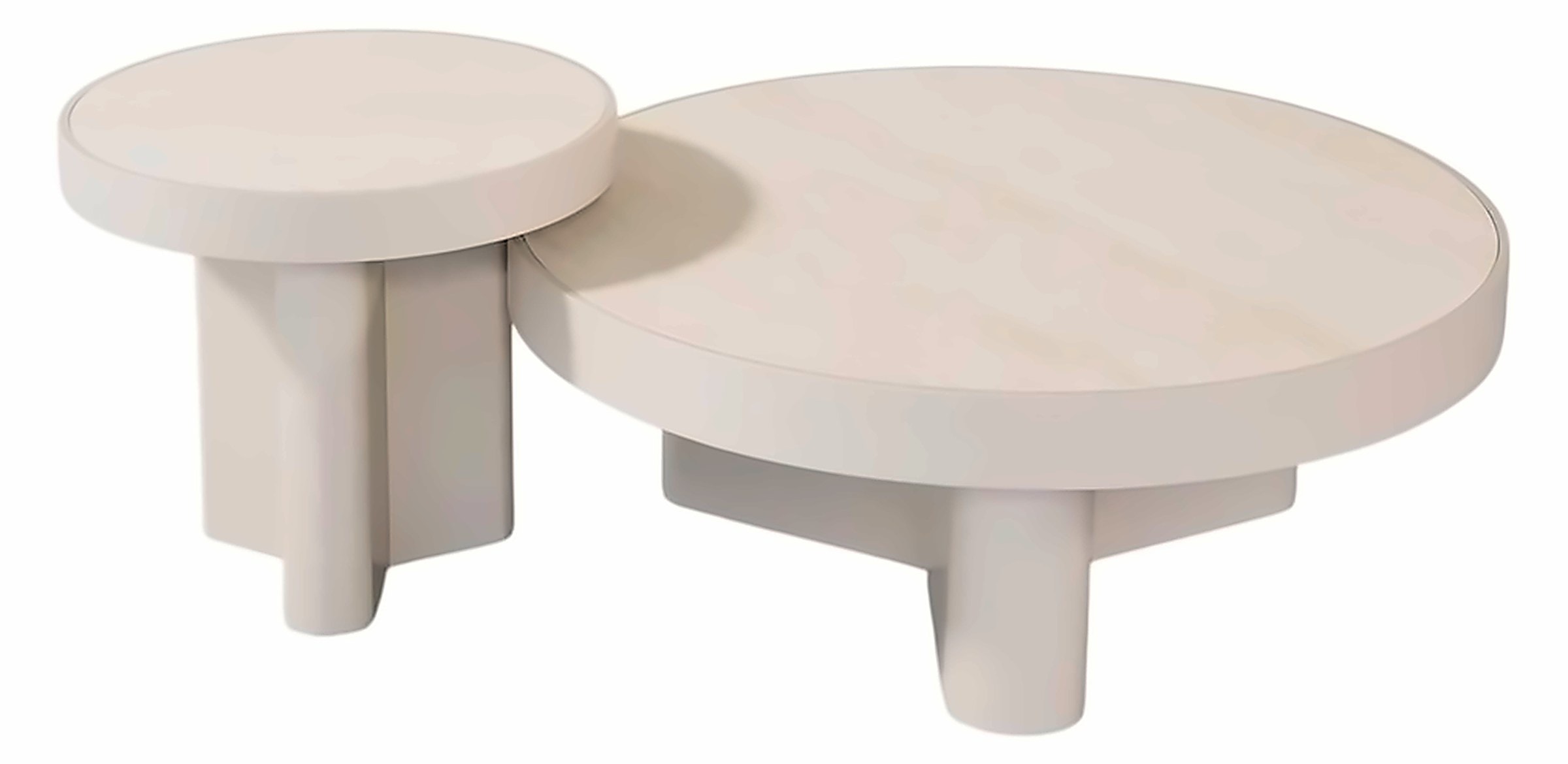 Couchtisch-Set Hisar, 2 Tische, Stein Beige – Ansicht 1