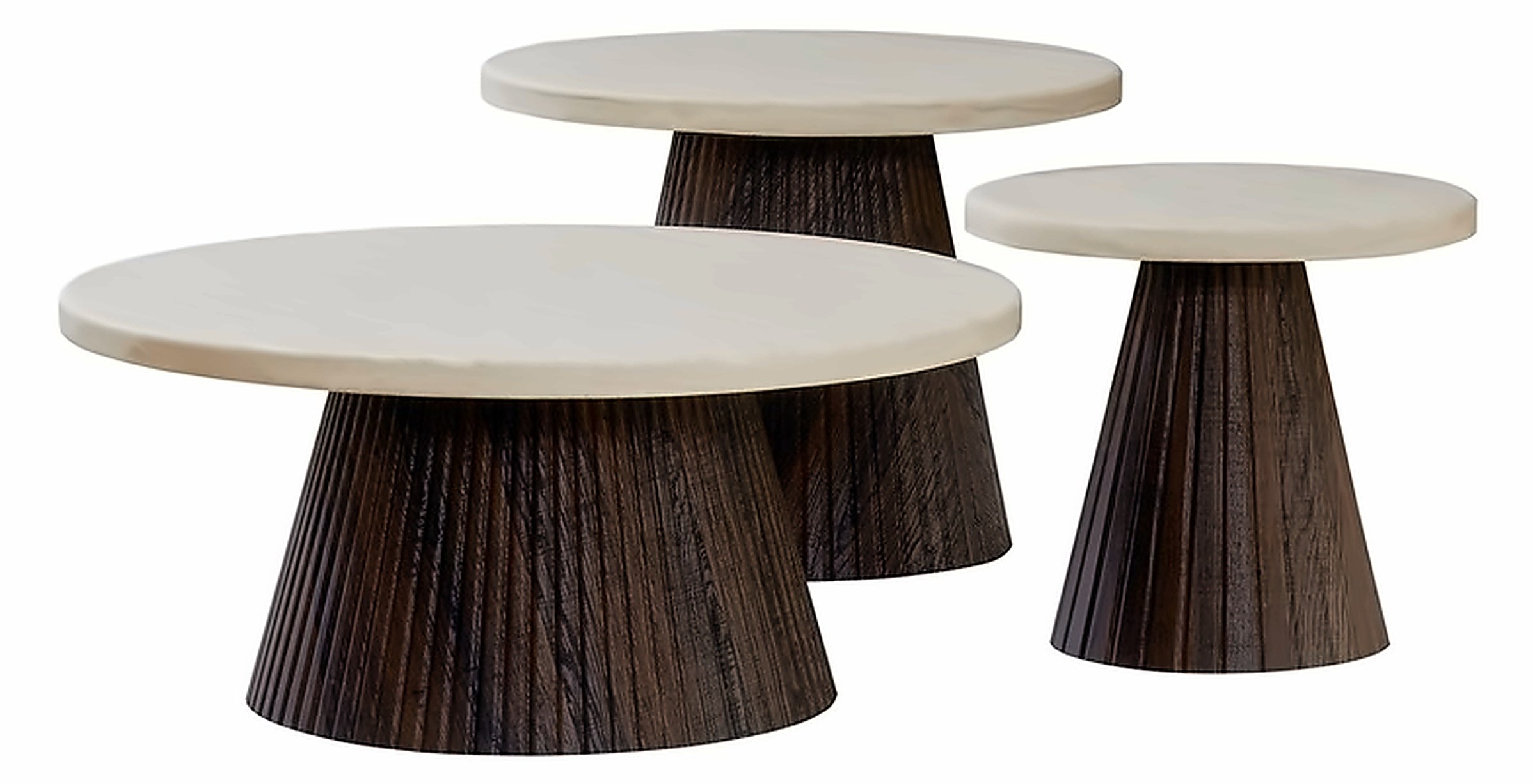 Couchtisch-Set Kimberly, 2 Tische, Marmor-Optik, Gestell Braun – Ansicht 1
