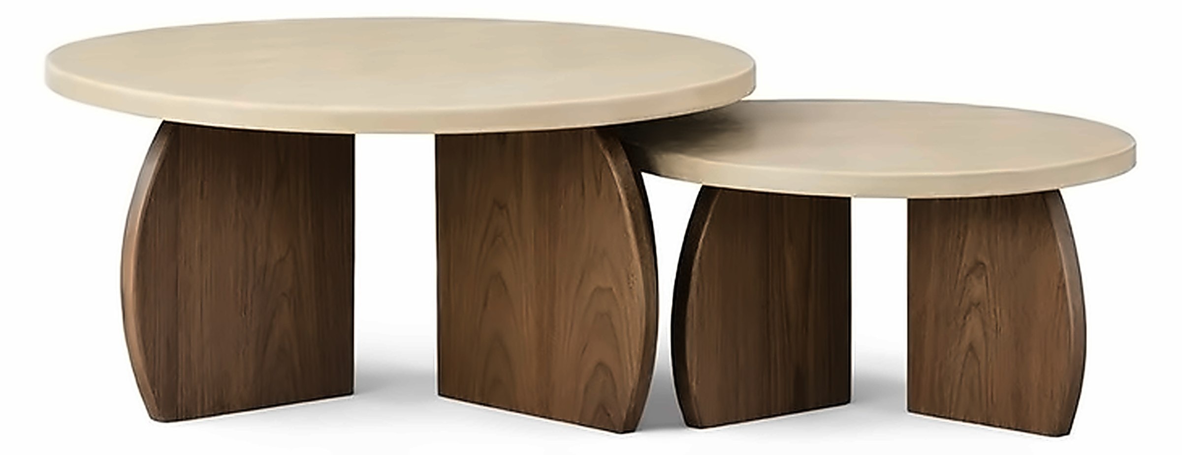 Couchtisch-Set Monza, 2 Tische, Marmor-Optik, Gestell Braun – Ansicht 1