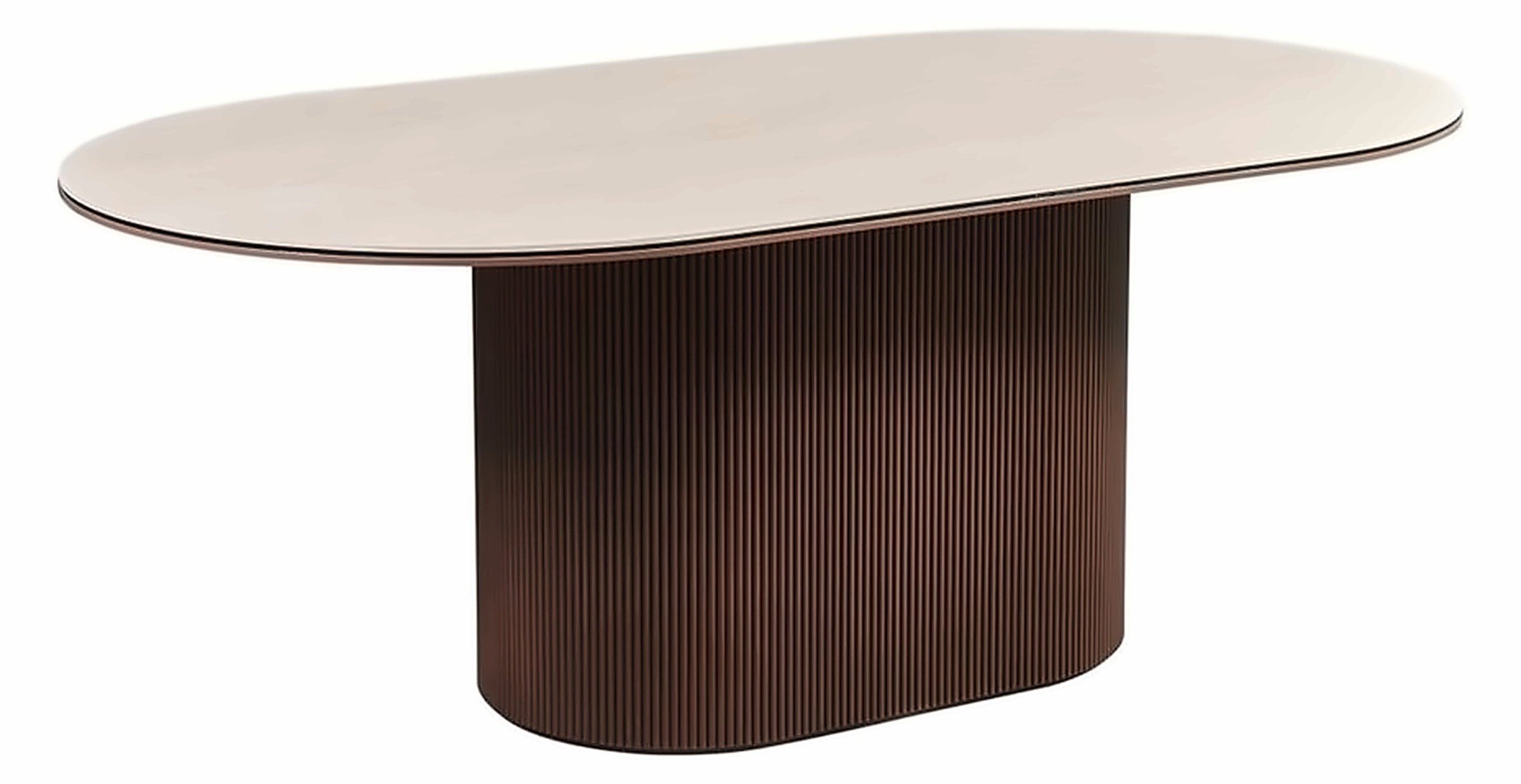 Esstisch Aqua 200 × 110 cm, Keramik Beige, Gestell Braun – Ansicht 1