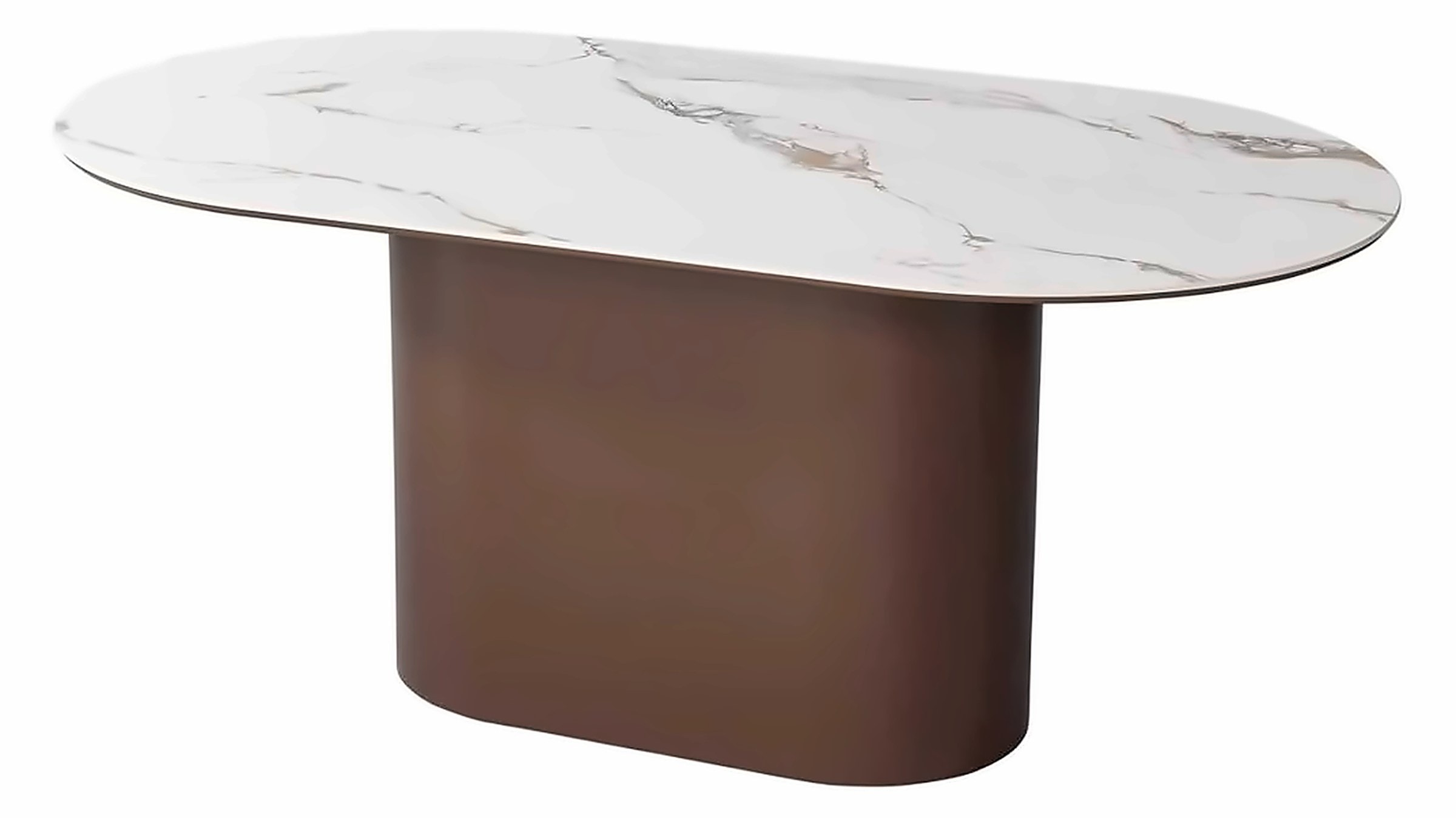 Esstisch Isabella 180 × 100 cm, Stein Weiß/Gold, Gestell Braun – Ansicht 1