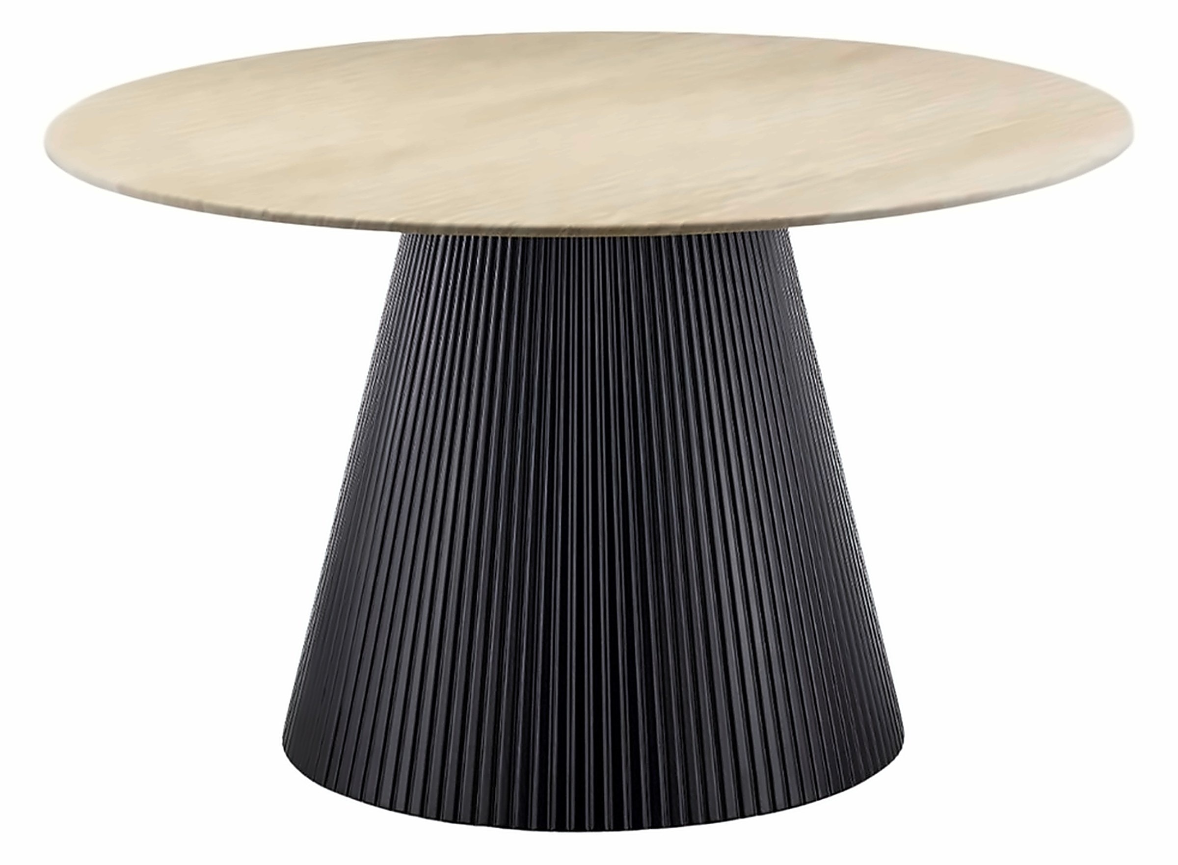 Esstisch Kimberly Ø 130 cm, Marmor-Optik, Gestell Schwarz – Ansicht 1