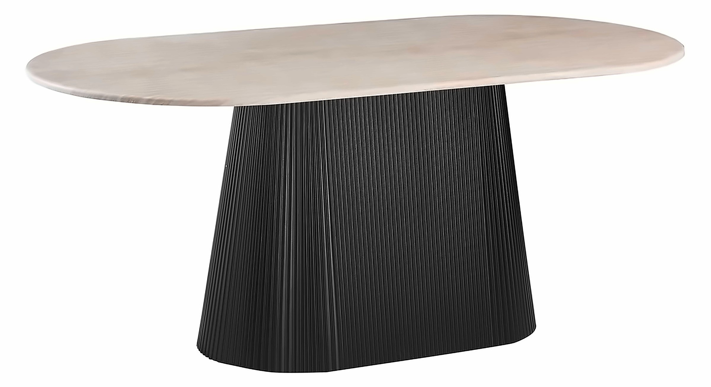 Esstisch Kimberly oval 180 × 90 cm, Marmor-Optik, Gestell Schwarz – Ansicht 1