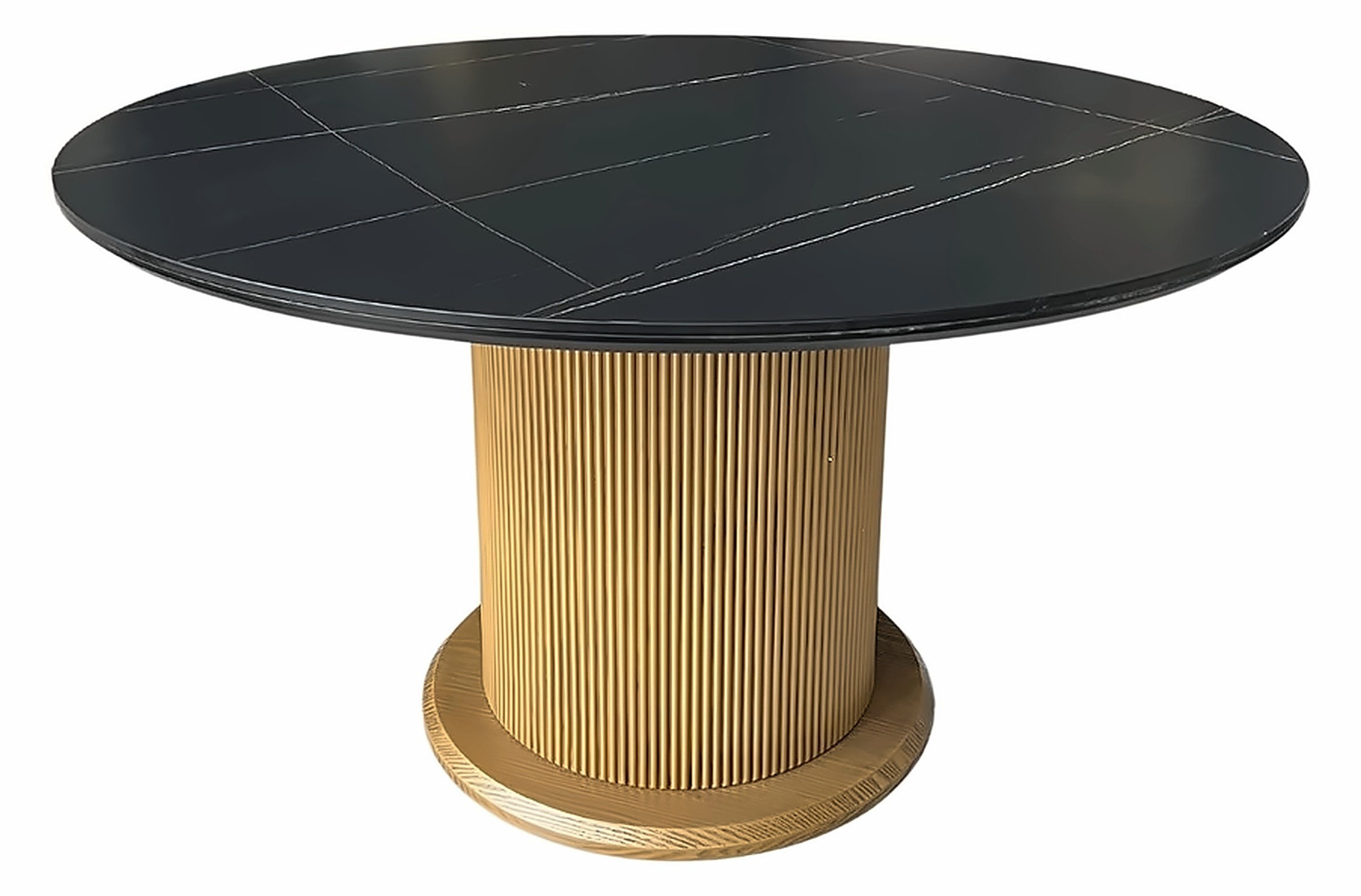 Esstisch Loqum Ø 130 cm, Keramik Schwarz/Gold – Ansicht 1