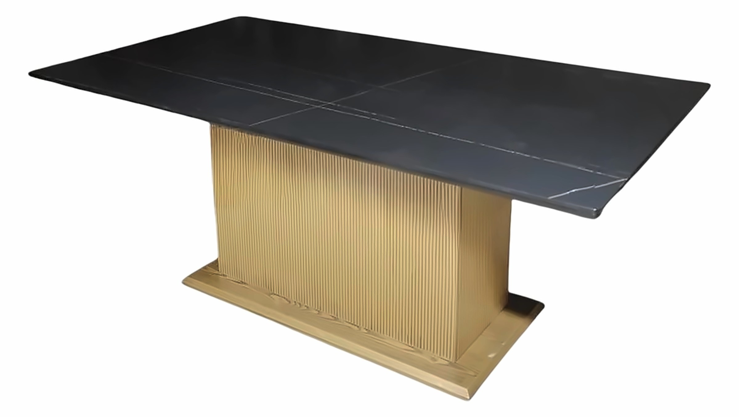 Esstisch Loqum 200 × 110 cm, Keramik Schwarz/Gold – Ansicht 1