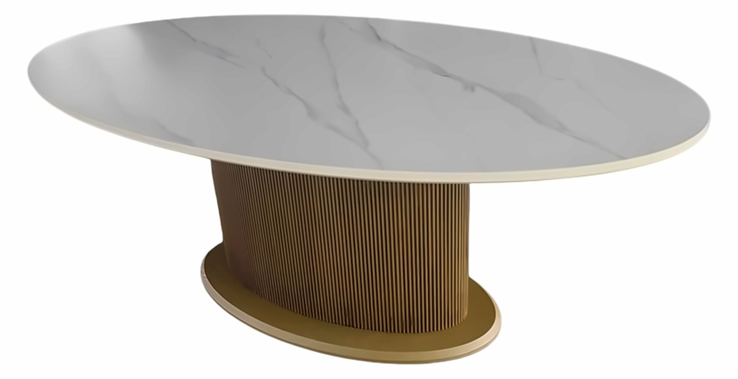 Esstisch Loqum oval 180 × 110 cm, Keramik Weiß – Ansicht 1
