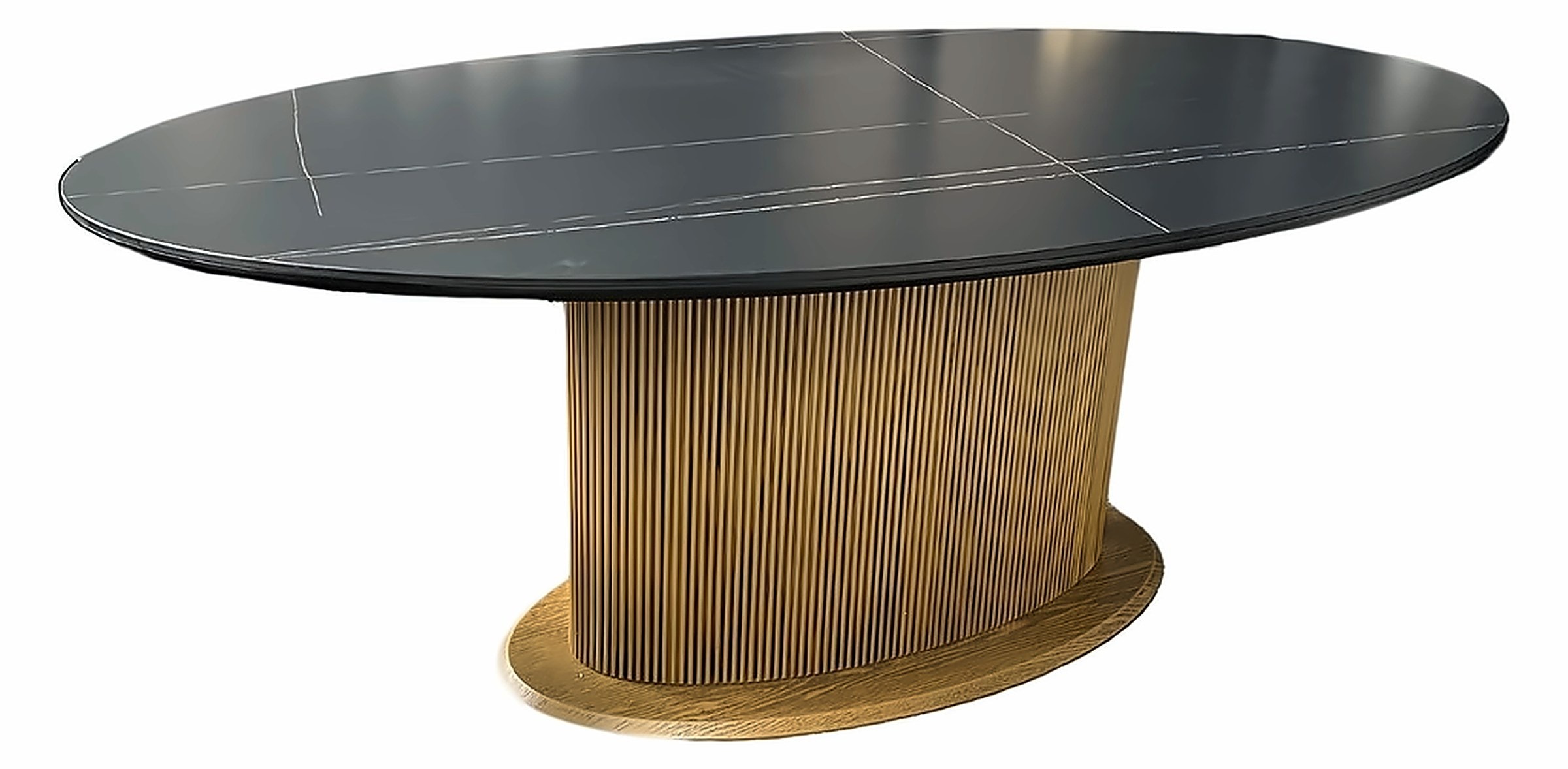 Esstisch Loqum oval 200 × 110 cm, Keramik Schwarz/Gold – Ansicht 1