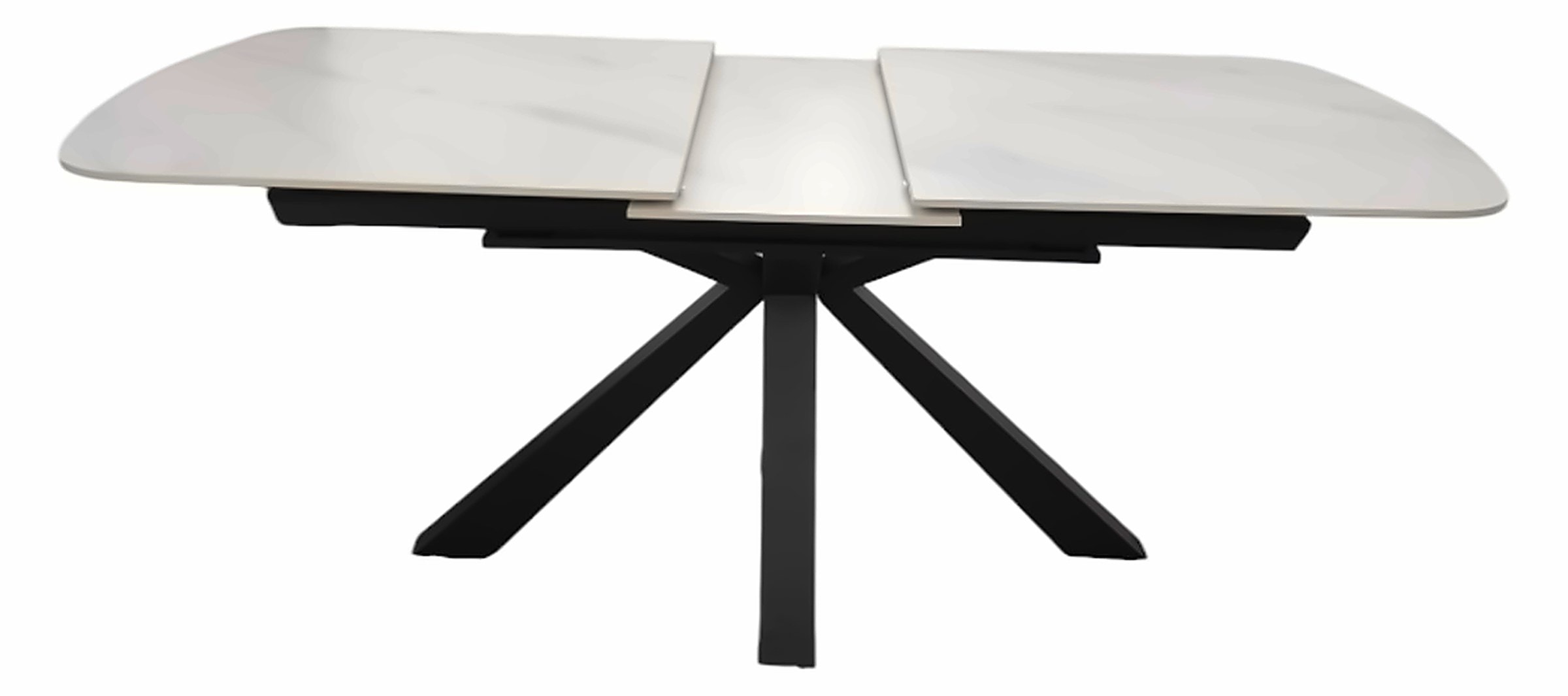 Esstisch Octopus 180–220 × 90 cm, Sinterstein Weiß, Gestell Schwarz – Ansicht 1