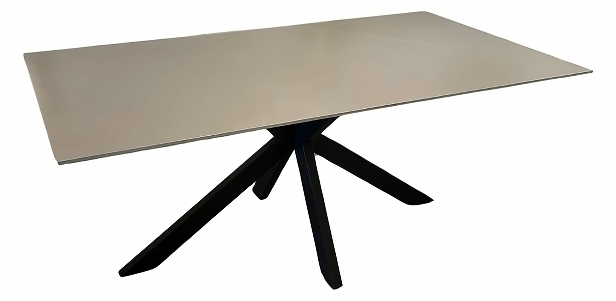 Esstisch Octopus 180 × 90 cm, Sinterstein Hellgrau, Gestell Schwarz – Ansicht 1