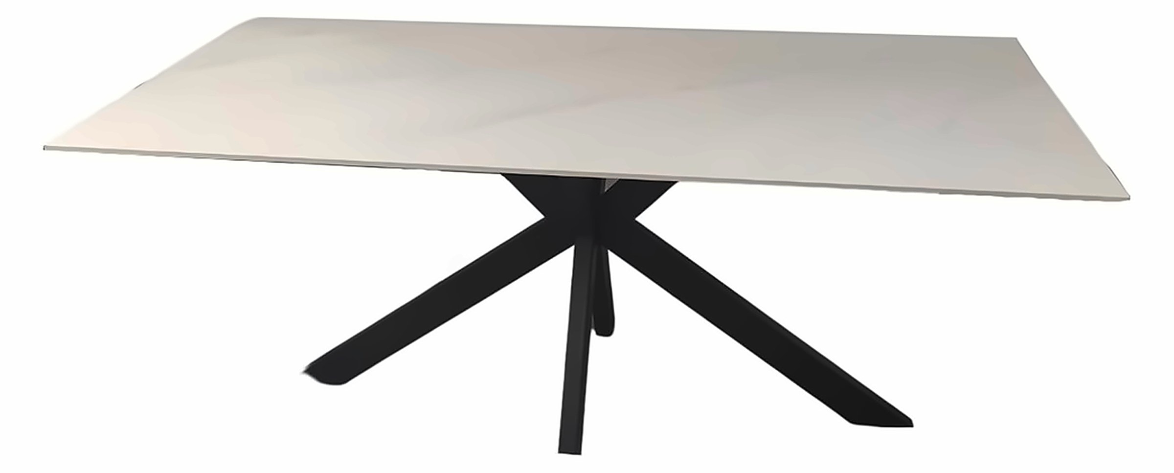 Esstisch Octopus 180 × 90 cm, Sinterstein Weiß, Gestell Schwarz – Ansicht 1