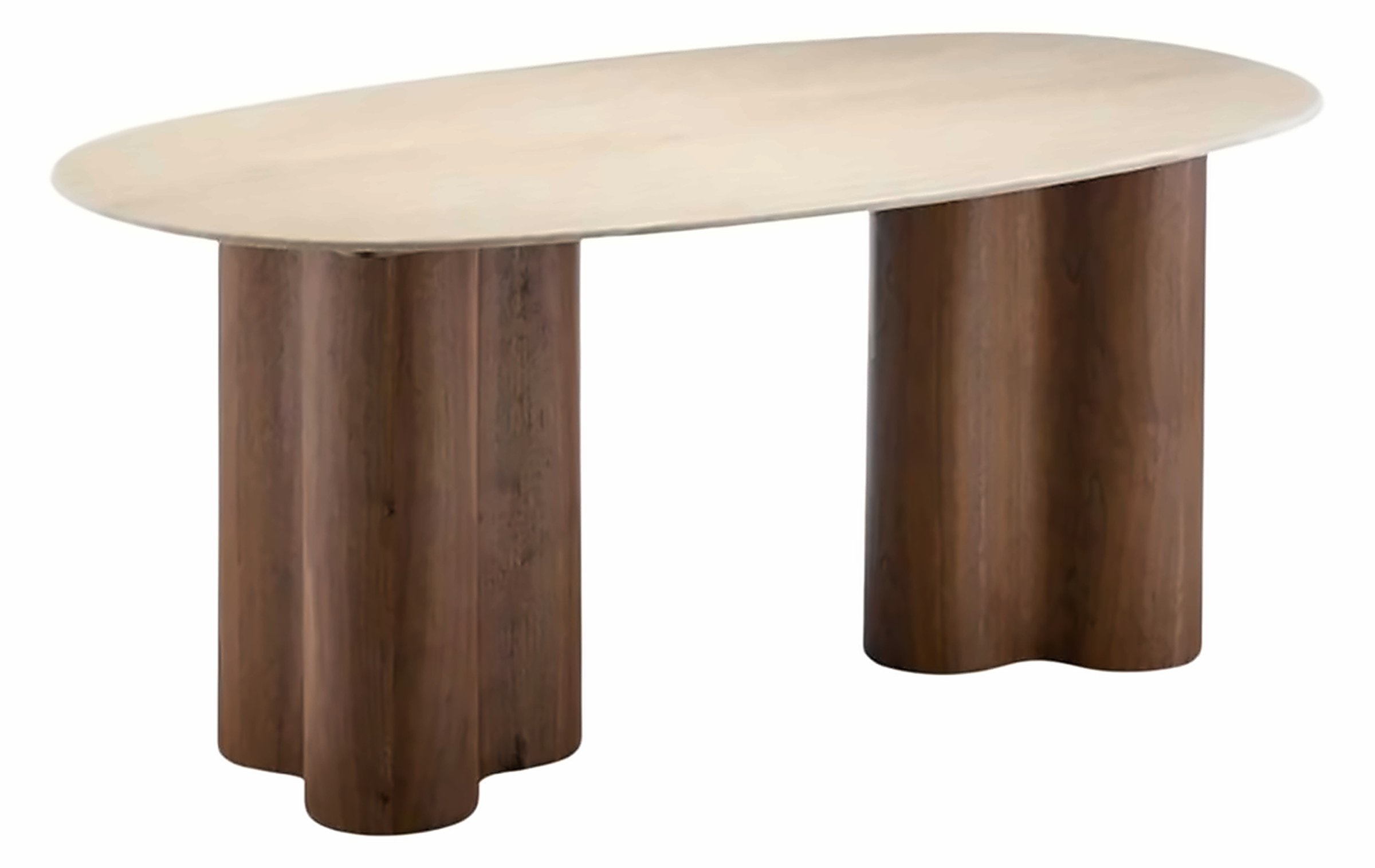Esstisch Oslo oval 220 × 110 cm, Marmor-Optik, Gestell Braun – Ansicht 1