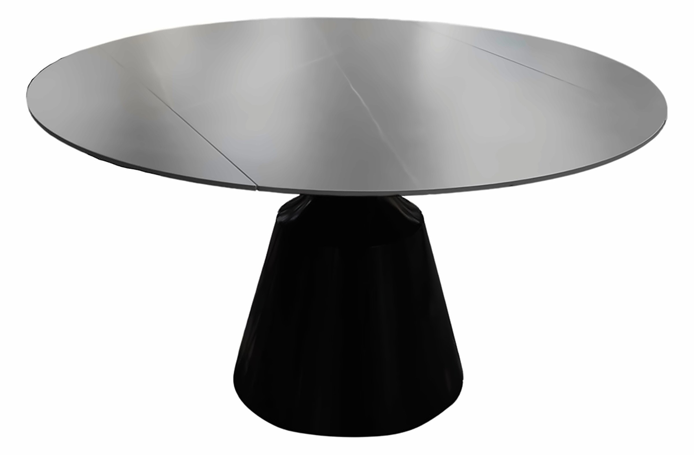 Esstisch Rotate 135–86 × 75 cm, Sinterstein Hellgrau, Gestell Schwarz – Ansicht 1