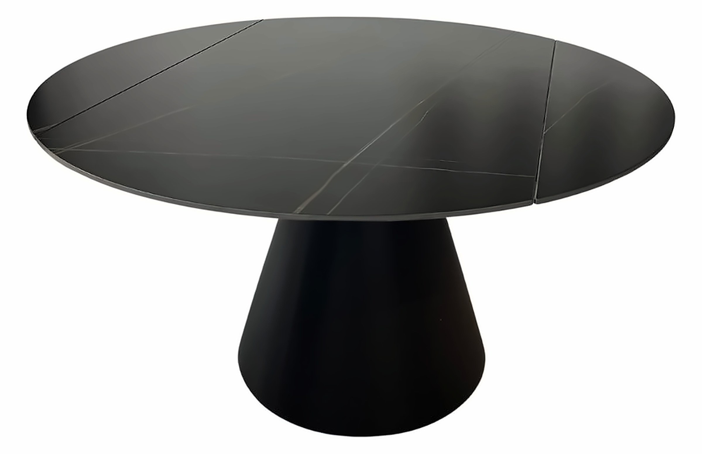 Esstisch Rotate 135–86 × 75 cm, Sinterstein Schwarz/Gold, Gestell Schwarz – Ansicht 1