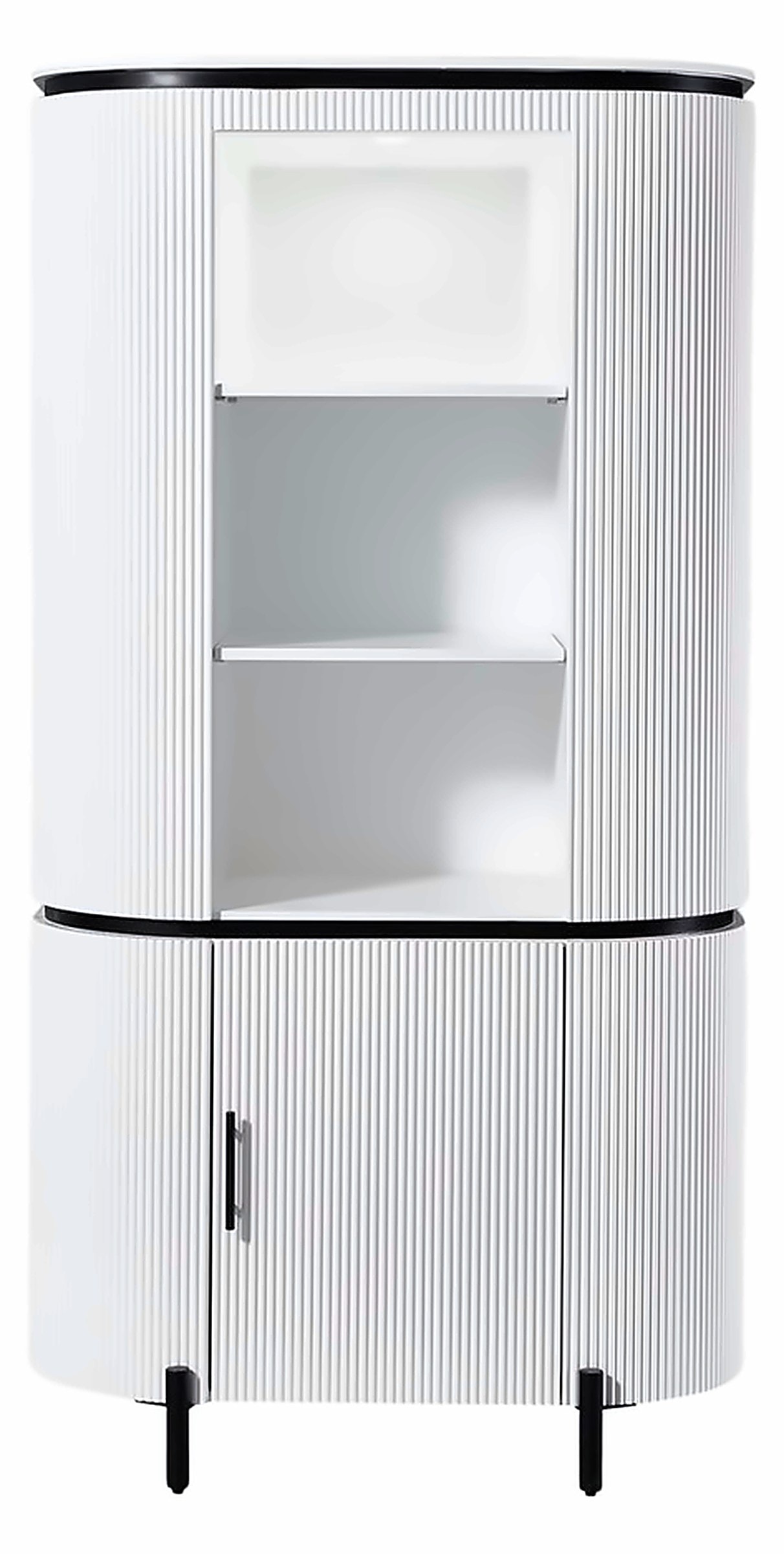 Schrank Aqua 180 × 50 cm, Keramik Weiß, Korpus Weiß/Schwarz – Ansicht 1