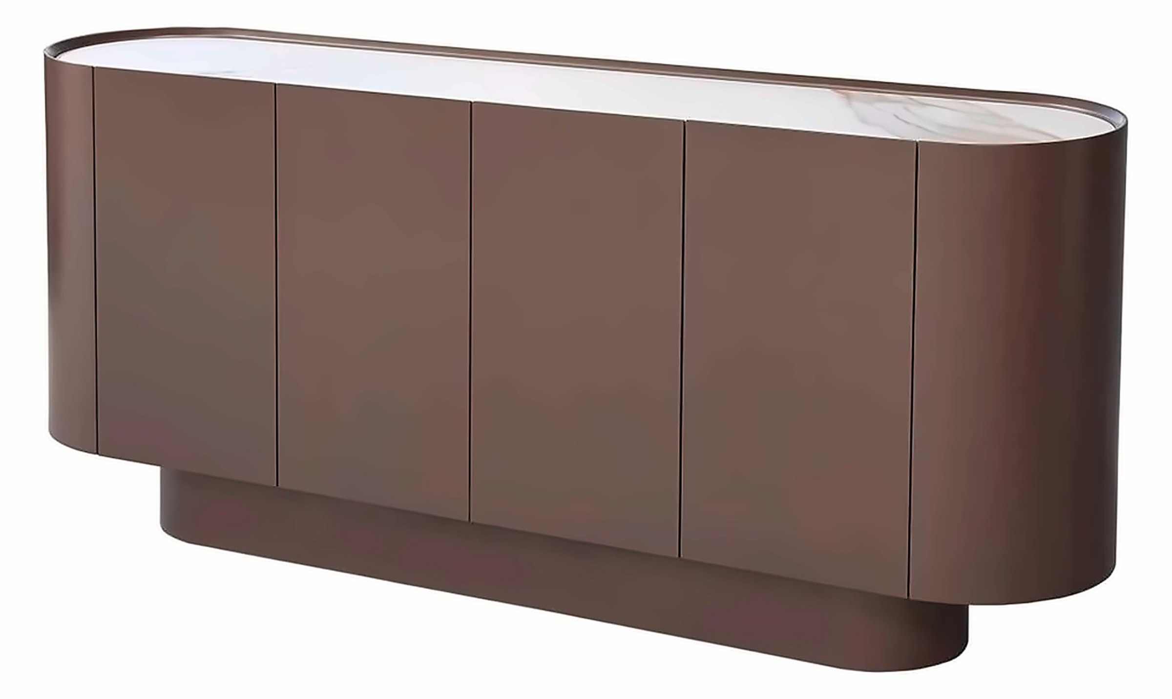 Sideboard Isabella 180 × 42 cm, Stein Weiß/Gold, Korpus Braun – Ansicht 1