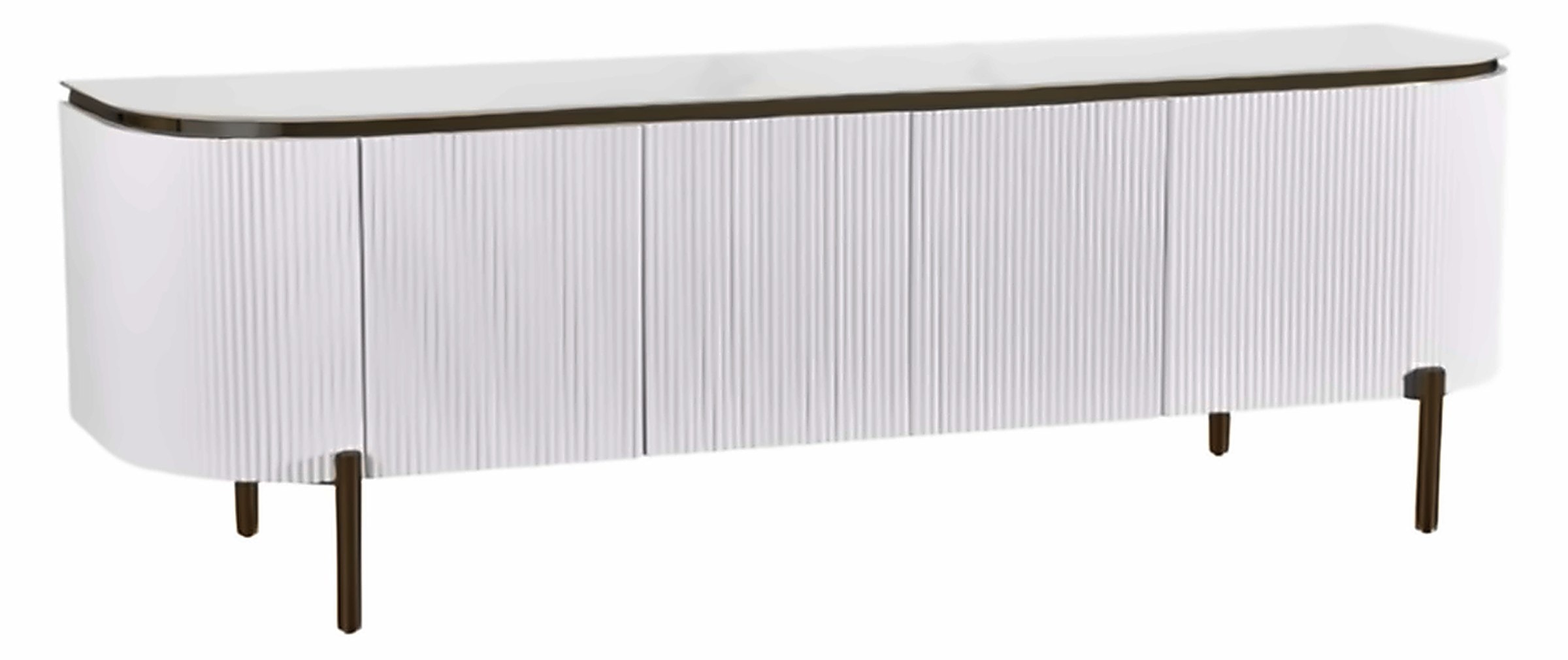 TV-Möbel Aqua 200 × 50 cm, Keramik Weiß, Korpus Weiß/Schwarz – Ansicht 1