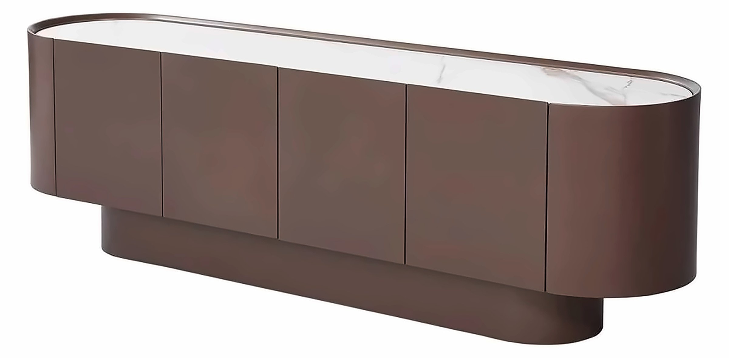TV-Möbel Isabella 180 × 42 cm, Stein Weiß/Gold, Korpus Braun – Ansicht 1