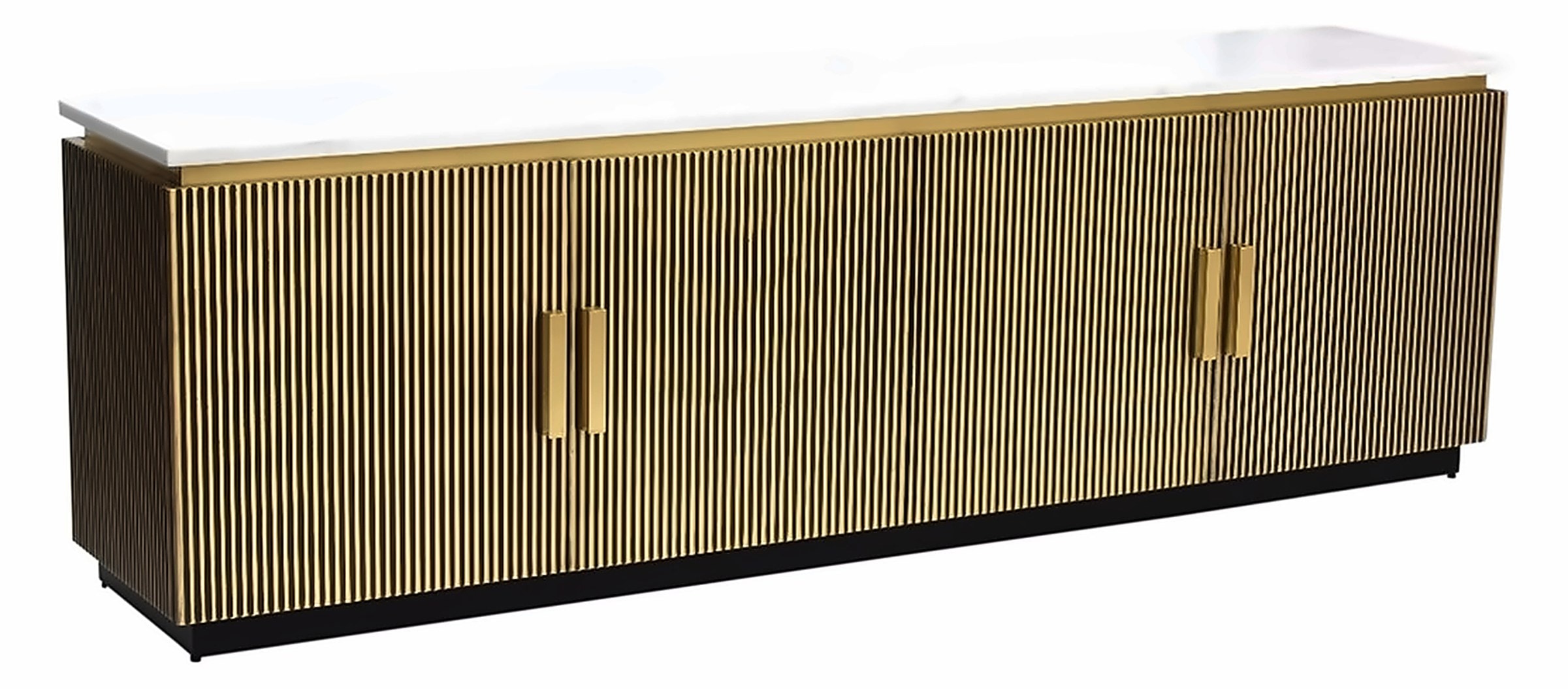 TV-Möbel Loqum 200 × 40 cm, Keramik Weiß, Korpus Schwarz – Ansicht 1