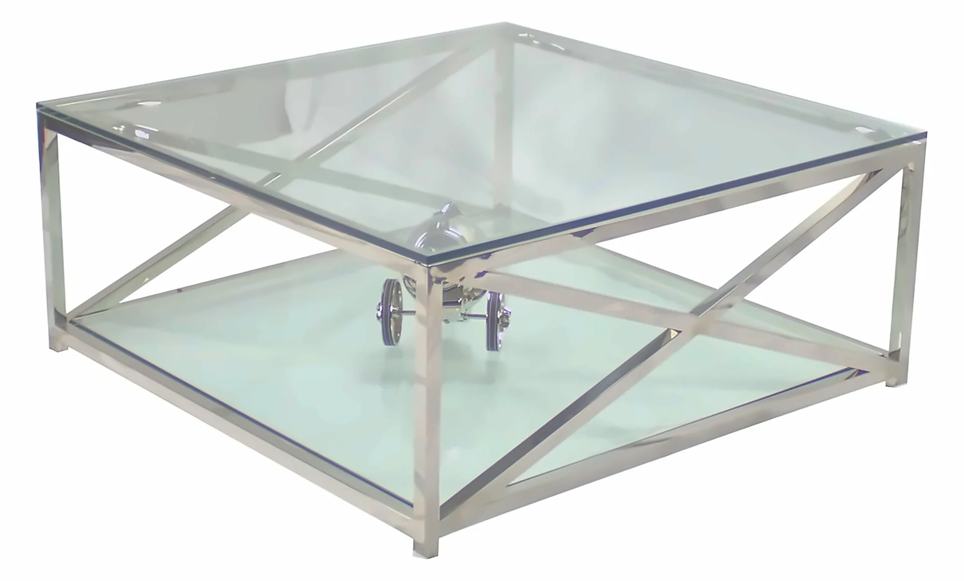 Couchtisch Cross 100 × 100 cm, Gestell Silber – Ansicht 1