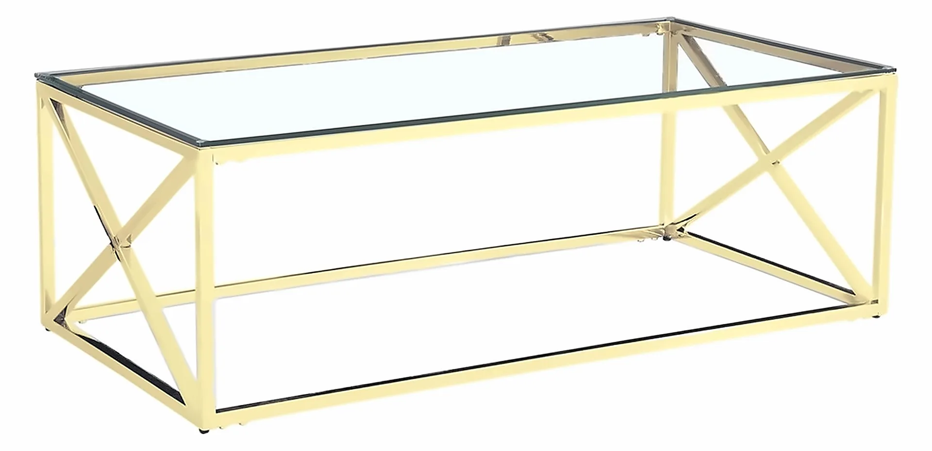 Couchtisch Cross 130 × 70 cm, Gestell Gold – Ansicht 1