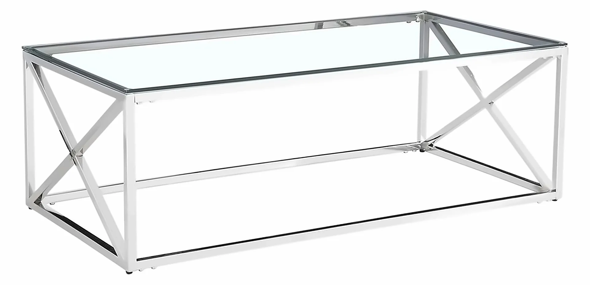 Couchtisch Cross 130 × 70 cm, Gestell Silber – Ansicht 1