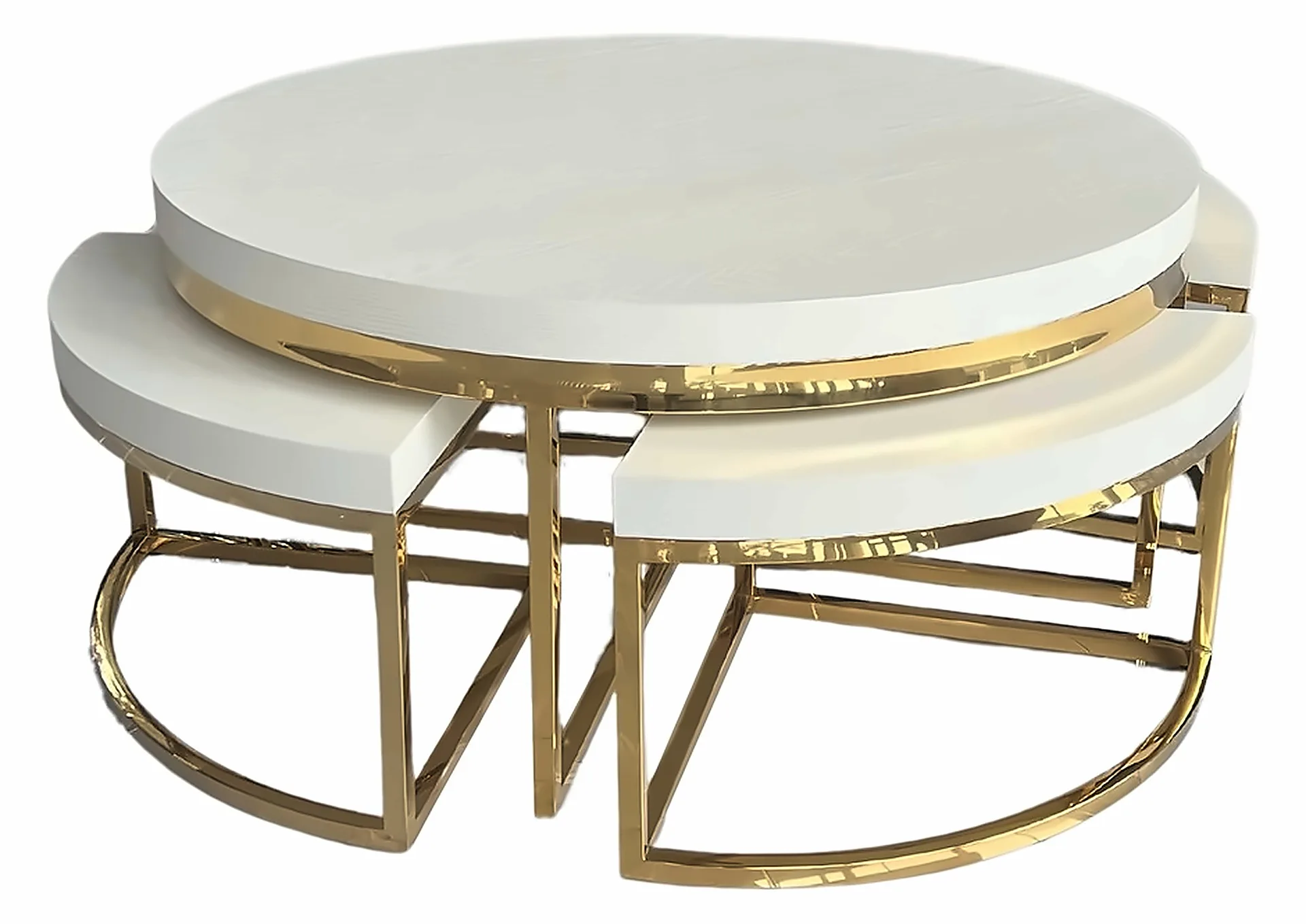 Couchtisch Daisy, Furnier Creme, Gestell Gold – Ansicht 1