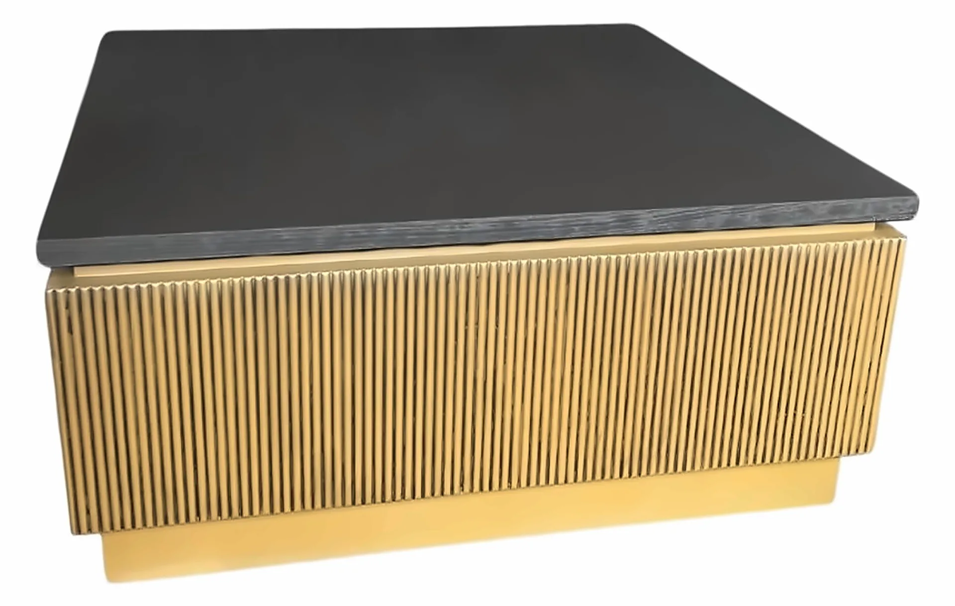 Couchtisch Loqum 100 × 100 cm, Fischgrät-Furnier Schwarz – Ansicht 1