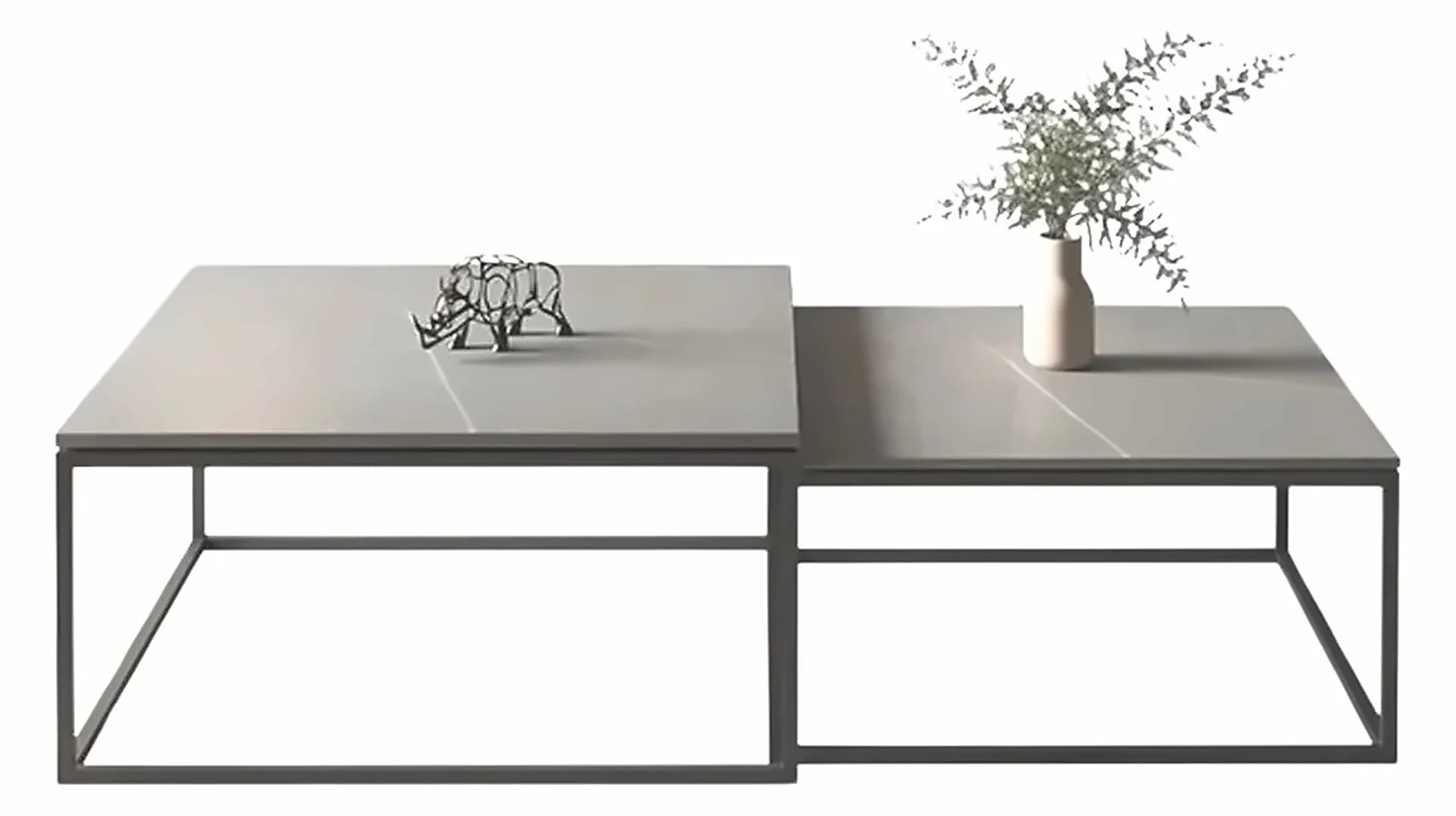 Couchtisch Sasy, Sinterstein Hellgrau, Gestell Schwarz – Ansicht 1