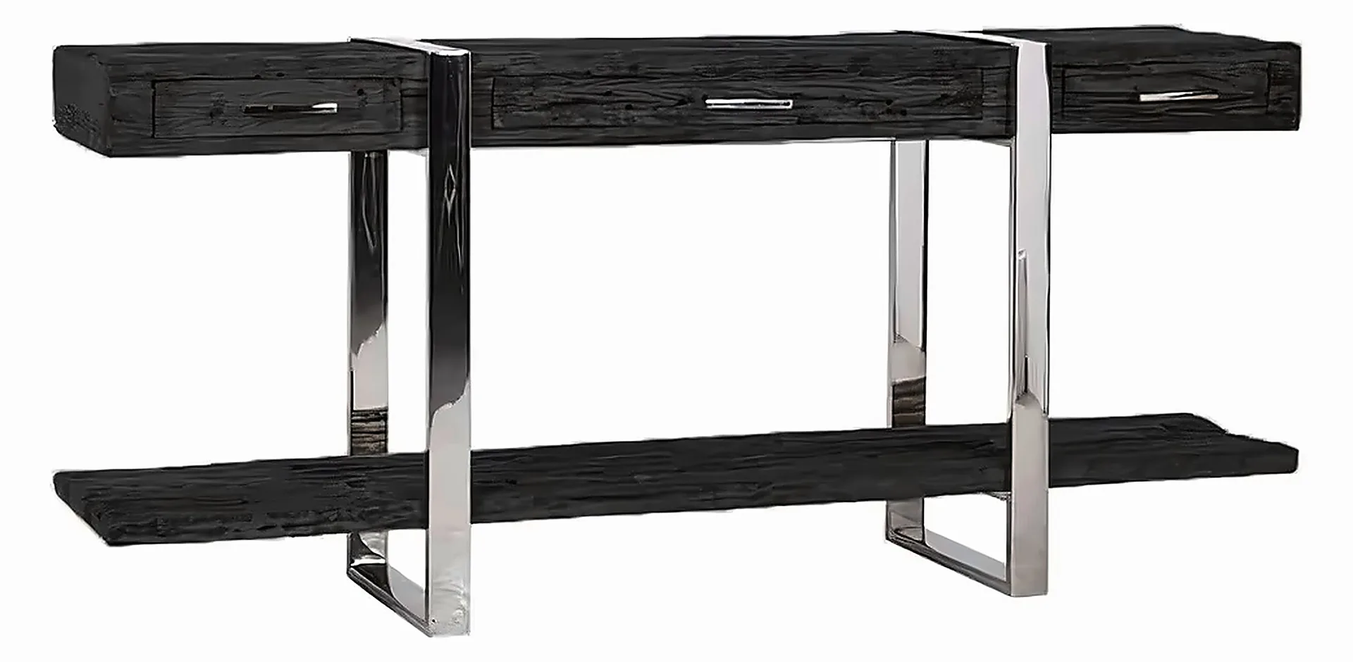 Sideboard 180 × 40 cm, Altholz Schwarz, Korpus Silber – Ansicht 1