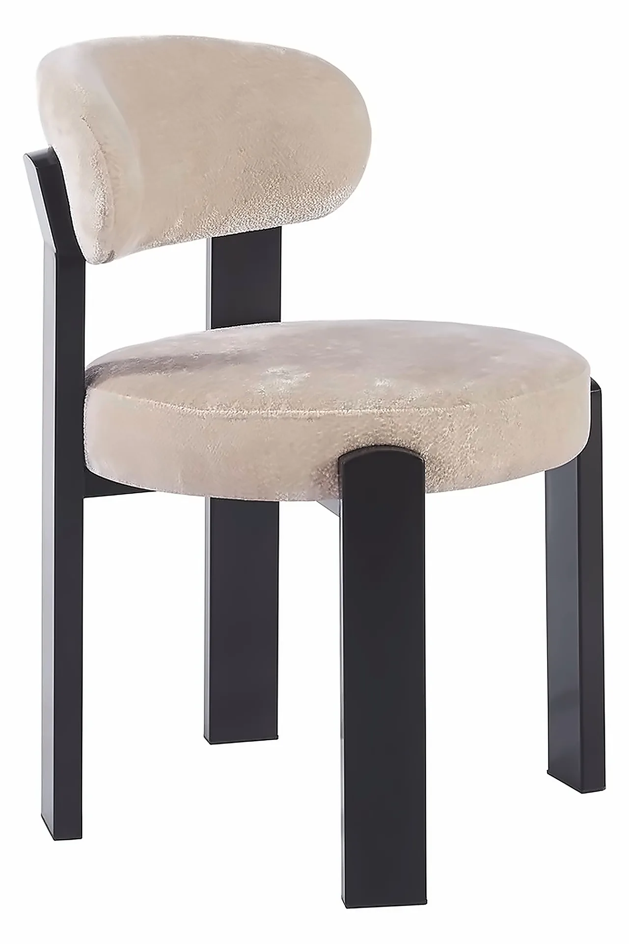 Stuhl Moly, Beige, Beine Schwarz – Ansicht 1
