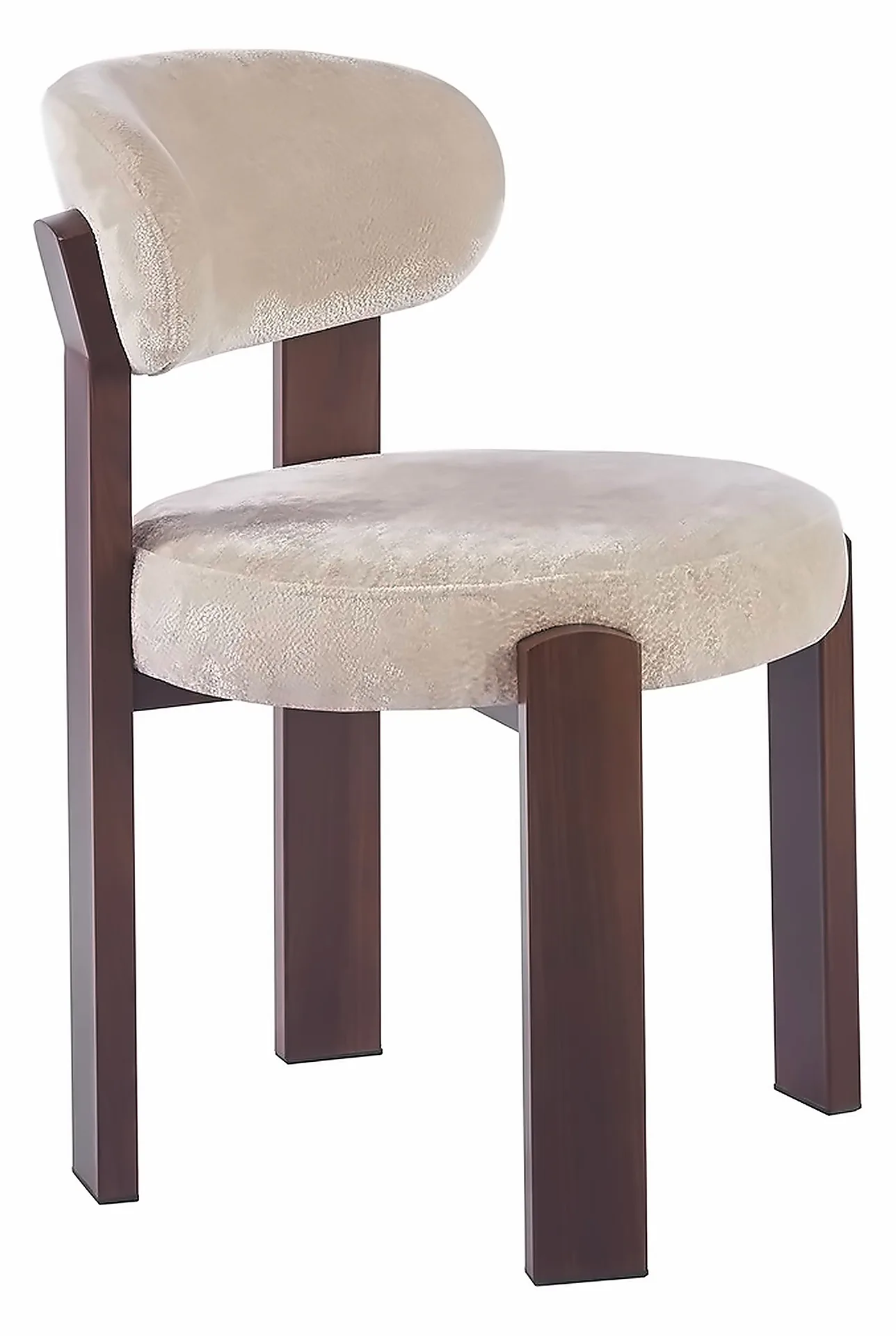 Stuhl Moly, Beige, Beine Walnuss – Ansicht 1